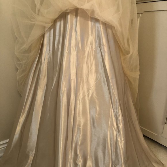 Xscape, Strapless Embellished Champagne Tulle & Satin Ball Gown, Size 10 - Picture 9 of 16